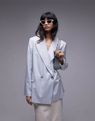 Topshop co-ord straight blazer in seafoam blue