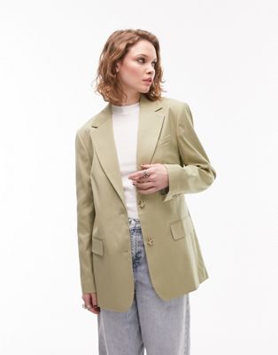 Topshop co-ord straight fitting blazer in spring sage