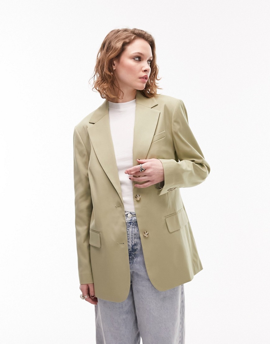 Topshop co-ord straight fitting blazer in spring sage-Green