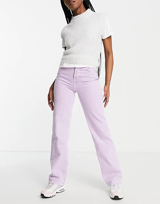 Topshop co-ord straight leg jeans in lilac