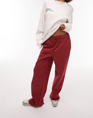 Topshop straight leg trackies in henna red (part of a set) - ASOS Price Checker