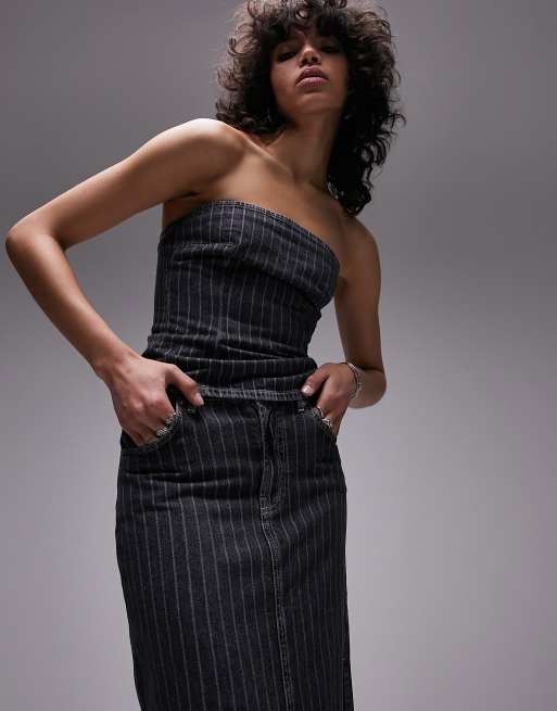 Topshop black denim dress deals