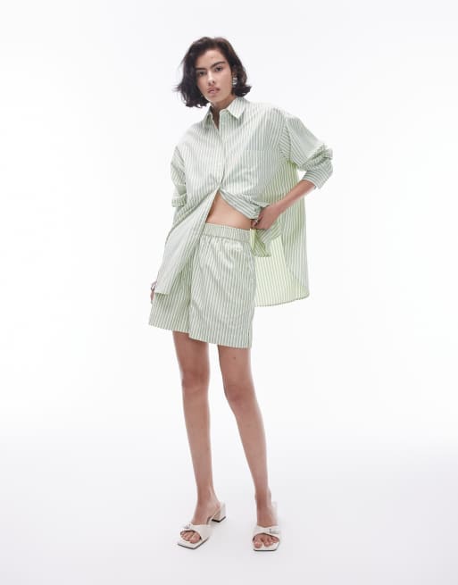 Topshop co-ord stripe print short in green 
