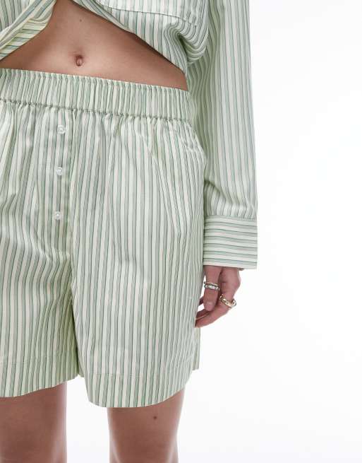 Topshop co-ord stripe print short in green , 5 of 5