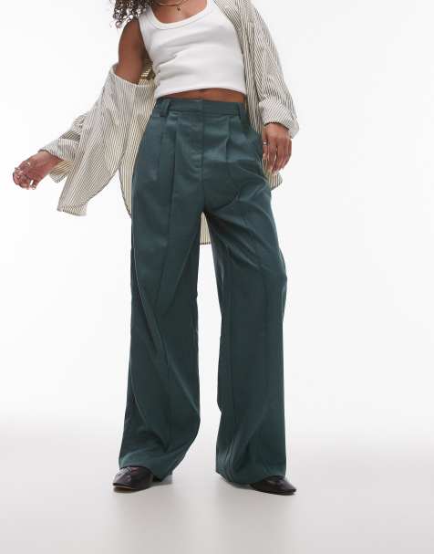 Topshop co ord trouser in green MGREEN - view 1