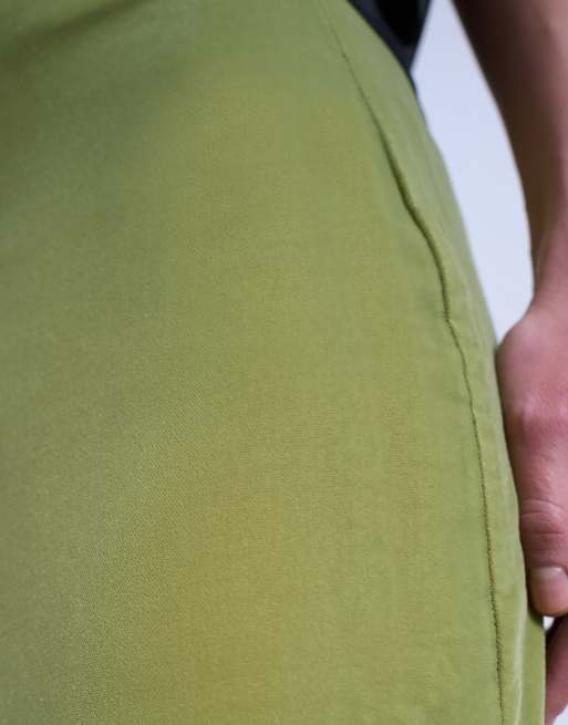 Topshop co-ord velvet midaxi skirt avocado, 5 of 5