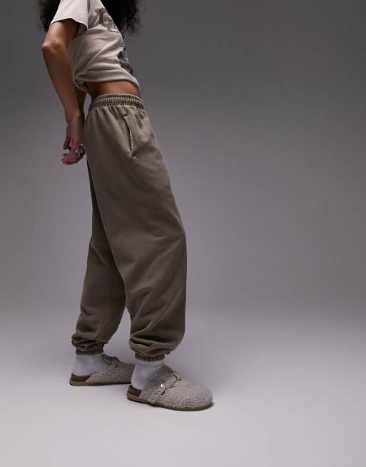 Topshop co ord vintage wash oversize cuffed jogger in taupe