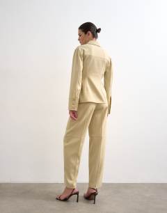 Model wearing Co ord wide leg slouchy trouser in sage