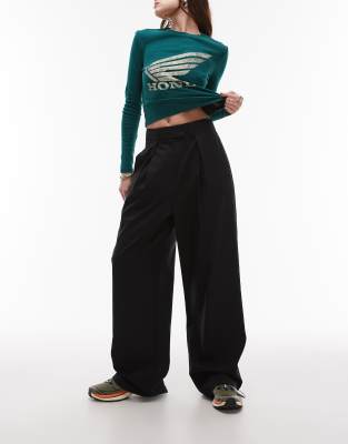 Topshop Topshop co ord wide leg tailored trouser in black BLACK