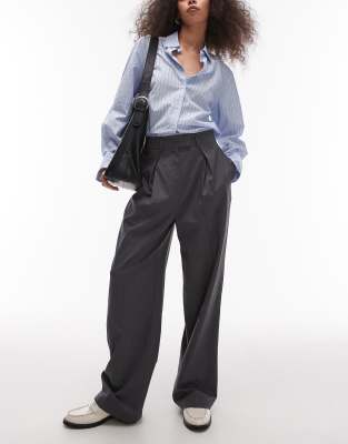 Topshop co ord wide leg tailored trouser in charcoal CHARCOAL-Grey