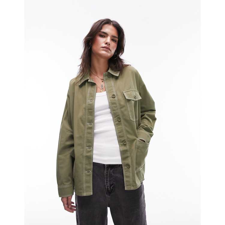 Topshop khaki shacket top
