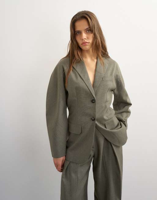 Topshop - Coordinato con blazer con maniche ovoidali e pantaloni sartoriali ovoidali, 2 di 3