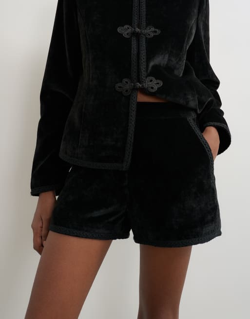 Topshop Co-ords short in velluto nero, 2 di 5