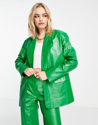 Topshop coated blazer in green - ASOS Price Checker