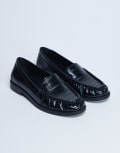 [Topshop] Topshop Coby ruched toe croc loafers in black 42 BLACK
