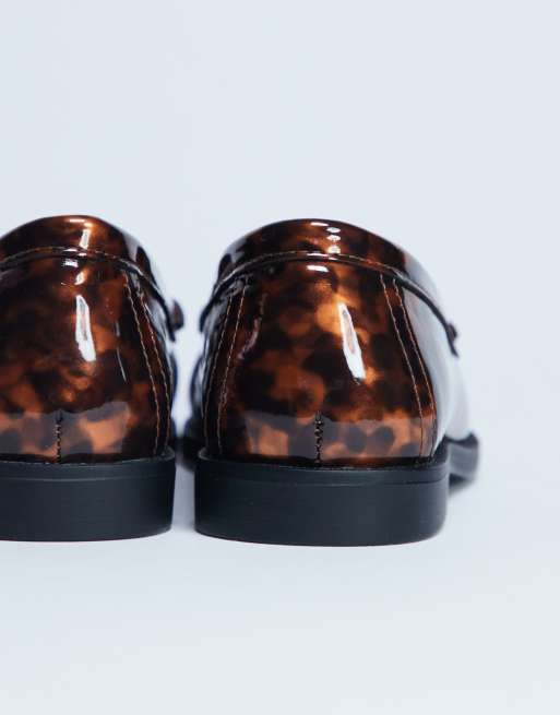 Topshop Coby ruched toe loafers in tortoise shell