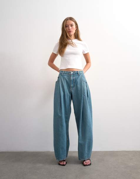 Topshop - Coccon Barrel - Vaqueros verdes de corte barrel y talle medio - view 1