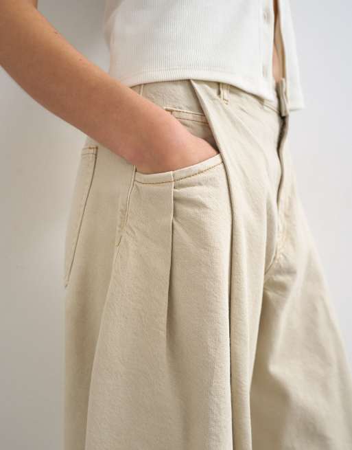 Topshop – Cocoon – Beige jeans med medelhög midja och barrelben, 4 av 7