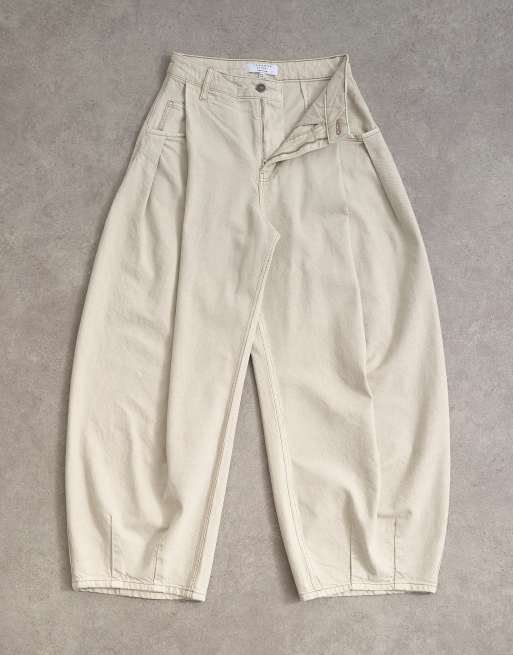 Topshop – Cocoon – Beige jeans med medelhög midja och barrelben, 6 av 7