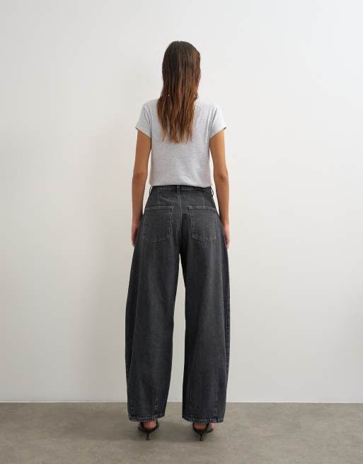 Topshop – Cocoon - Bleksvarta jeans med medelhög midja och barrelben, 5 av 5