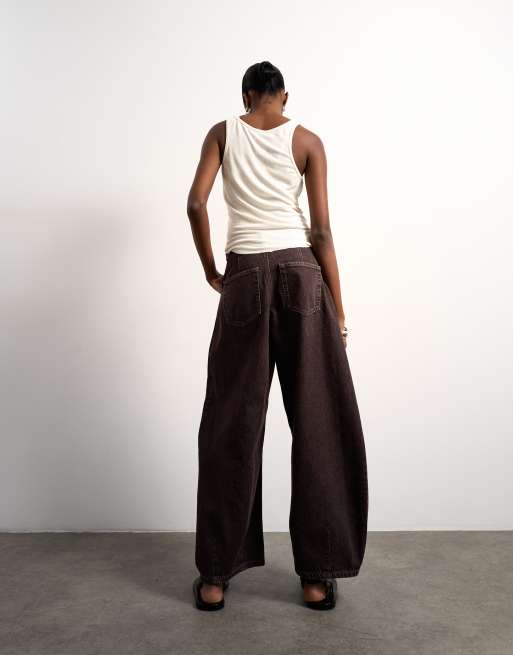 Topshop - Cocoon - Jean bouffant à taille mi-haute - Chocolat, 3 de 7