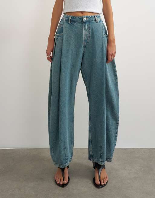 Topshop - Cocoon - Jeans a vita medio alta con gamba a cilindro verde, 2 di 5