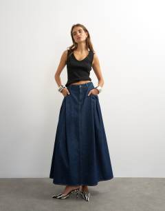 Cocoon maxi skirt in rock blue