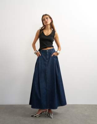 Topshop cocoon maxikjol i rock blue — kjol med fickor från ASOS