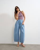 Topshop Cocoon mid rise barrel jean in bleach