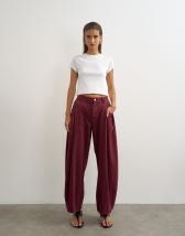 Topshop Cocoon mid rise barrel jean in cherry red
