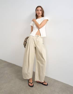 Topshop Cocoon Mid Rise Barrel Jeans In Black