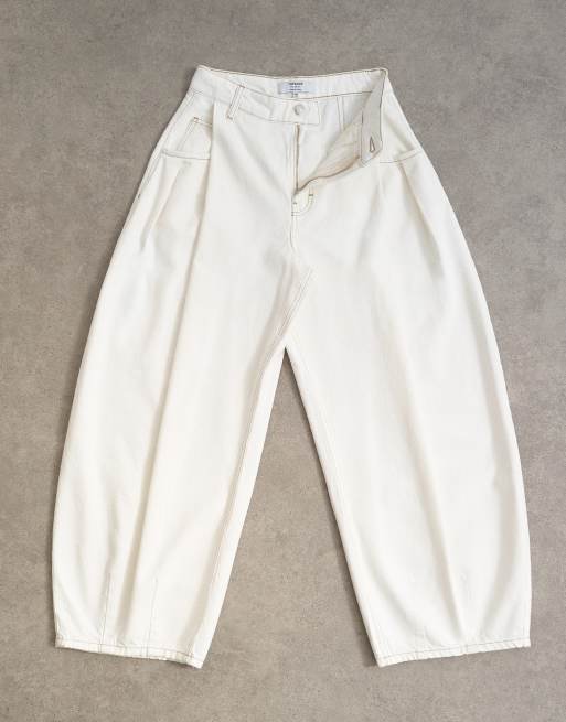 Topshop Cocoon mid rise barrel leg jeans in bone, 6 of 7