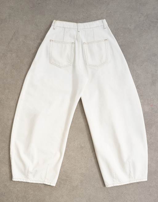 Topshop Cocoon mid rise barrel leg jeans in bone, 7 of 7