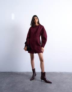 Cocoon structured mini dress in woven port royale