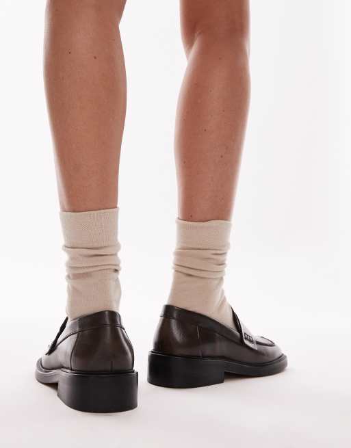 Topshop - Cole - Mocassini marroni in pelle premium con punta squadrata, 2 di 4