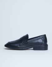 Topshop Cole premium real leather square toe loafers in black