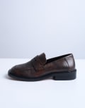 [Topshop] Topshop Cole premium real leather square toe loafers in distressed brown 40 Distressed Brown