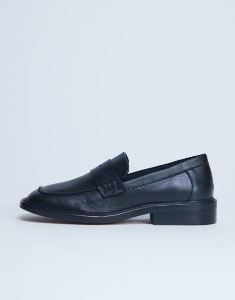 Topshop - Cole - Sorte loafers med firkantet tå i ægte premium-læder - view 1