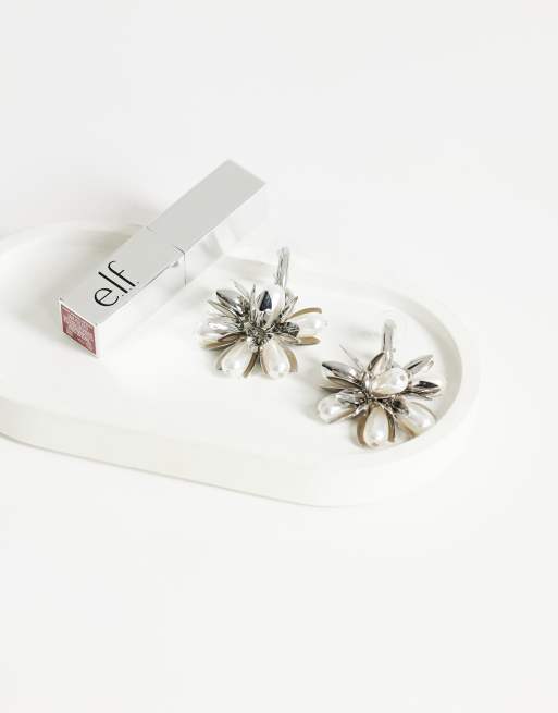 Topshop - Colette - Pendientes largos plateados con diseño de racimo de flores con perlas, 3 de 5