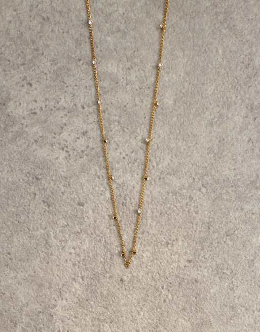 Topshop - Collana a catena con strass tonalità oro, 2 di 3