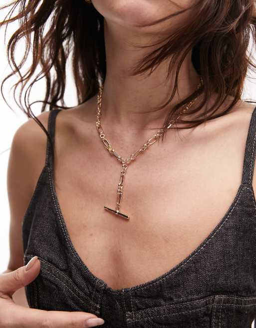 Topshop - Collana a catenina color oro con barretta a T
