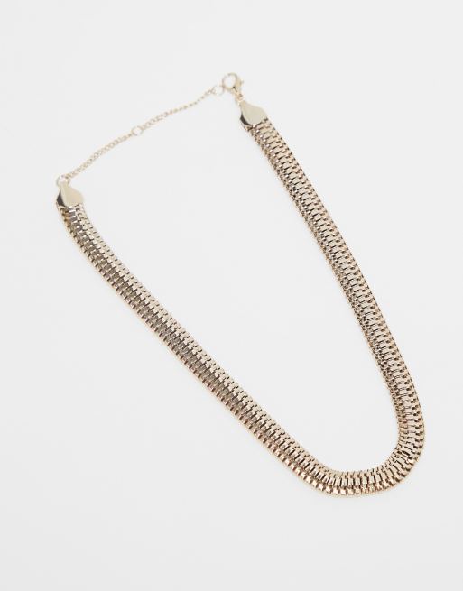 Topshop - Collana color oro con catenina piatta