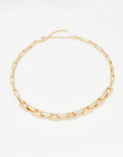 Topshop - Collana in catenina a maglie aperte color oro 