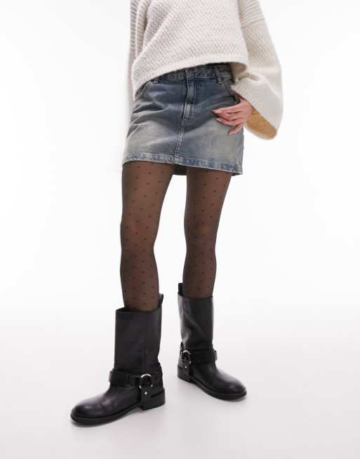 Topshop - Collant neri a pois, 4 di 4