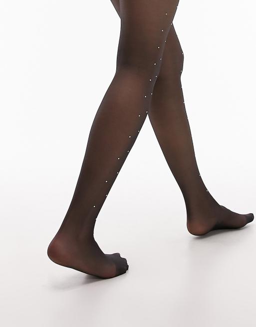 Topshop - Collant neri con strass, 3 di 4