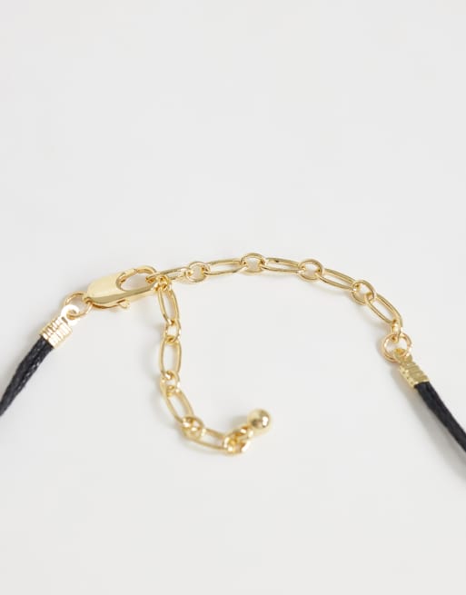 Topshop - collar de cordón negro con detalle dorado, 3 de 4