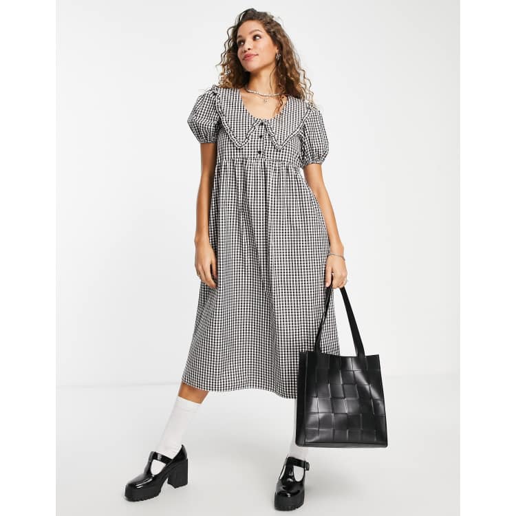 Fitted gingham midi dress sale