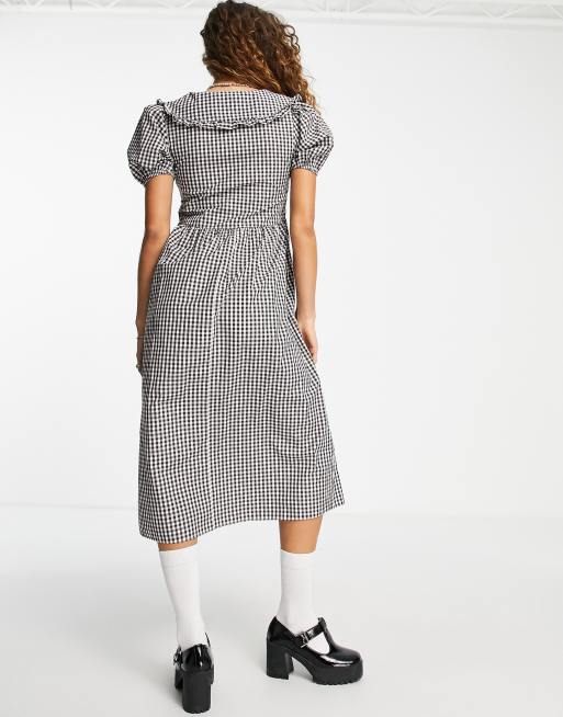 Fitted gingham midi store dress