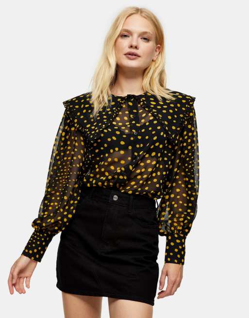 Yellow and black polka cheap dot shirt