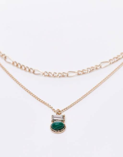 Topshop - Collarino con catenine multiple color oro con cristallo 